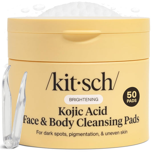 Kitsch_Kojic_Acid_Cleansing_Pads_with_Turmeric_&_Cica_to_Smooth,_Refresh_&_Even_Tone_Skin_Care_–_Exfoliating_&_Brightening_Pre-Soaked_Cotton_Pads_for_Face_and_Body_–_50_count