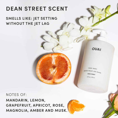 OUAI Hand Wash, Dean Street - Liquid Hand Soap with Jojoba, Avocado, & Rose Hip Oil for Replenished Skin - Gentle Exfoliating Kitchen & Bathroom Soap
