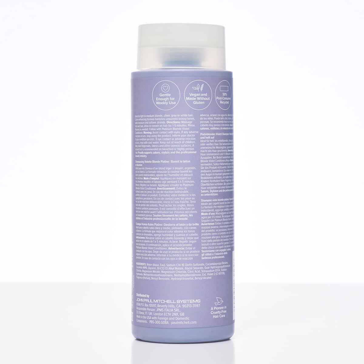 Paul Mitchell Platinum Blonde Violet Shampoo, Banishes Brass + Brightens, Ideal for Light to Medium Blonde, Silver, Gray or White Hair