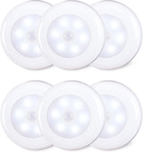 STAR-SPANGLED 6 Pack 2.8” Motion Sensor Lights Indoor AAA Battery Operated, Stick on LED Puck Light for Stairs, Under Cabinet, Closet, Cool White