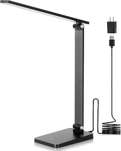 LED_Desk_Lamp_for_Home_Office,_3_Levels_Dimmable_Desk_Light_with_USB_Charging_Port,_Small_Study_Lamp,_Reading_Light_for_Table,_Black,_5000K