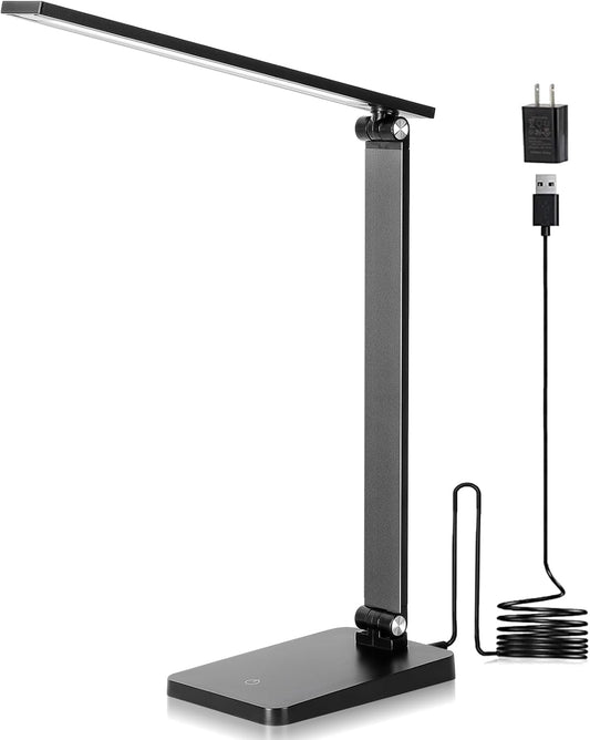 LED_Desk_Lamp_for_Home_Office,_3_Levels_Dimmable_Desk_Light_with_USB_Charging_Port,_Small_Study_Lamp,_Reading_Light_for_Table,_Black,_5000K
