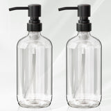 AmazerBath Soap Dispenser, Glass Soap Dispenser with Pump Stainless Steel, 17 Oz Hand Soap Bottles Bathroom Kitchen