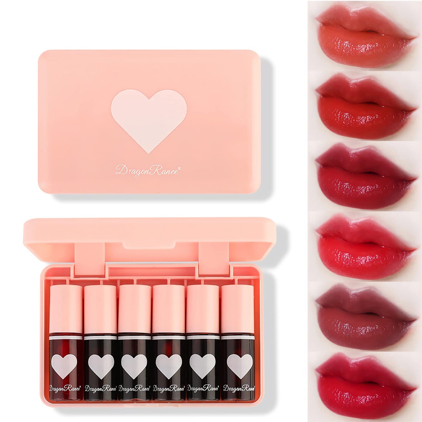 6 Colors Lip Tint Stain Set,Korean Lip Gloss Mini Liquid Lipstick Lip &amp;amp; Cheek Tint Long Lasting Moisturizing Natural Lip Tint Highly Pigmented Color Non-Sticky