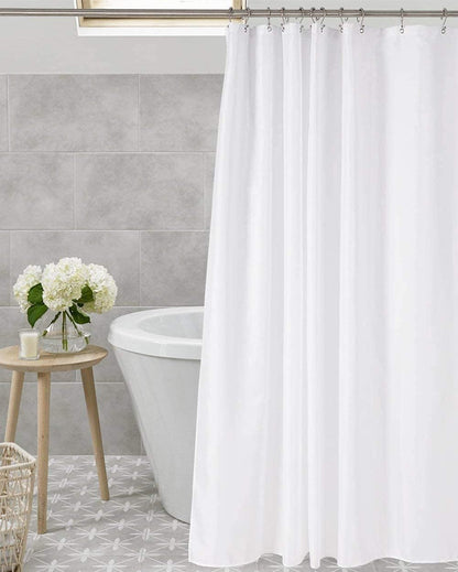 Amazer_White_Shower_Liner_Cloth_Waterproof,_White_Shower_Curtain_Liner_Fabric_with_Weighted_Stones,_Washable_Shower_Curtain_and_Liner_2-in-1,_120G_Heavy_Duty,_12_Grommet_Holes,_72_x_72_Inches