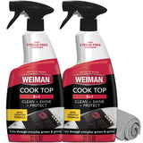 Weiman 2-Pack Cooktop Cleaning Spray & Microfiber Cloth – Cooktop & Oven Cleaner for Streak & Residue Free - Non-Abrasive Degreaser Safe for Glass & Ceramic