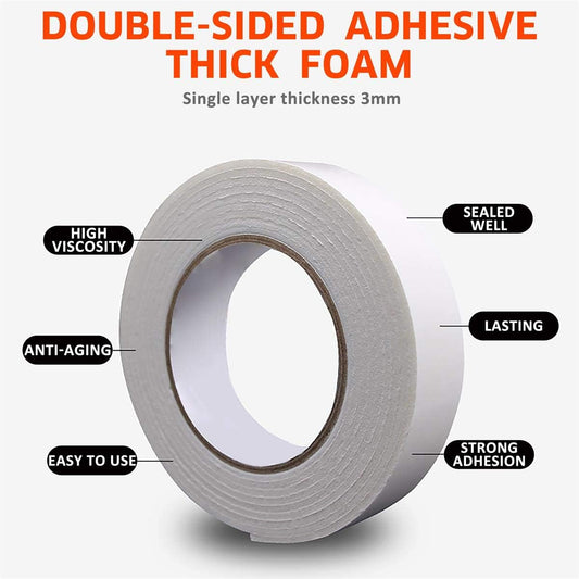 ToLanbbt_Double_Sided_Foam_Tape_1.18In_x_33FT,_Mounting_Tape_Heavy_Duty,_Strong_Adhesive_Weatherproof_Seal_Strips_for_DIY_Craft_Picture_Poster,_Car_&_Gap_Filling_Mountings,_Home_Office_Decor_(White)