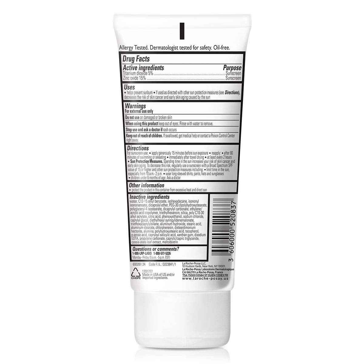 La Roche-Posay Anthelios Mineral Sunscreen SPF 50 Gentle Lotion, Broad Spectrum SPF + Antioxidants, Face & Body Sunscreen, Titanium Dioxide & Zinc Oxide, Oxybenzone Free, Oil Free