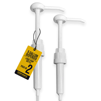 5 Gallon Pump Dispenser - Pump for 5 Gallon Bucket, Jug, Bottle, Large Container - Great for Shampoo &amp;amp; Conditioner, Laundry Detergent, Snow Cone Syrup, Bleach Liquid, Oil &amp;amp; More (Pack of 2)