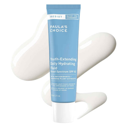 Paula's Choice RESIST Daily Hydrating Fluid Face Moisturizer with SPF 50 Sunscreen, Face Sunscreen for Oily Skin, Chamomile & Vitamin E, UVA/UVB Protection, Fragrance-Free, TSA Friendly