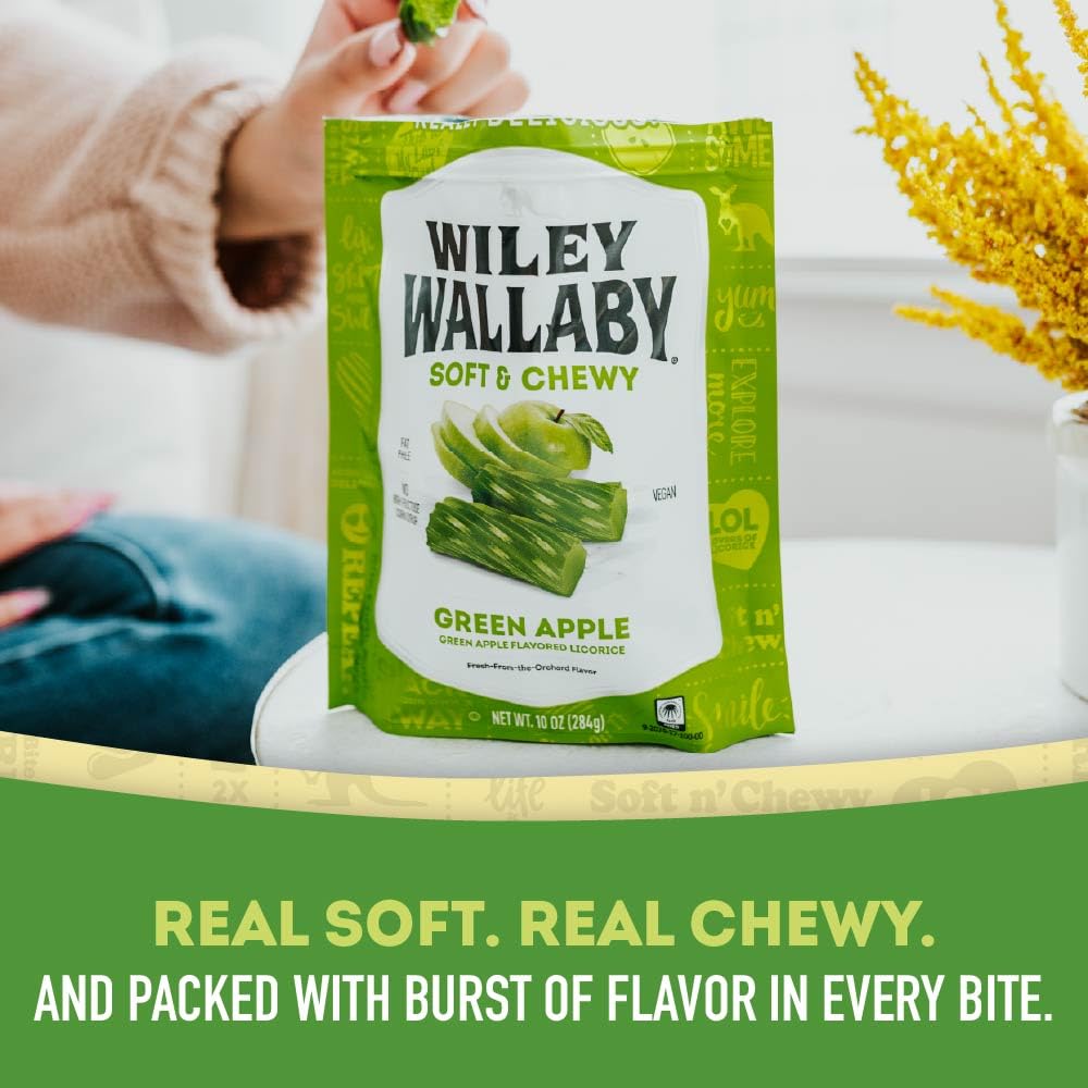 Wiley_Wallaby_Licorice_10_Ounce_Classic_Gourmet_Soft_&_Chewy_Australian_Green_Apple_Licorice_Candy_Twists,_1_Pack