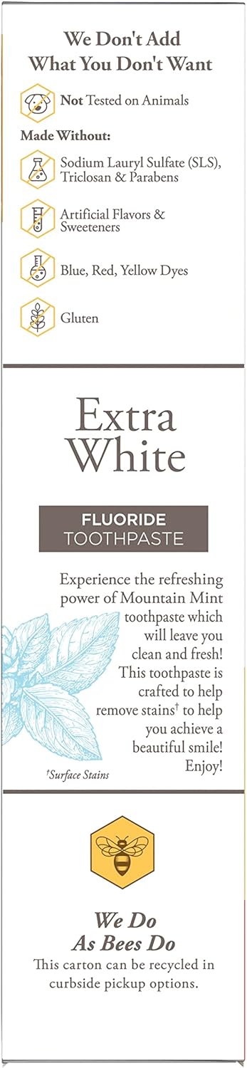 Burt's_Bees_Extra_White_Toothpaste,_Fluoride_Toothpaste,_Natural_Flavor,_Mountain_Mint,_4.7_oz,_Pack_of_3