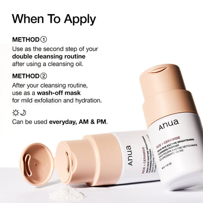 ANUA_Rice_Enzyme_Brightening_Cleansing_Powder,_Exfoliating_Powder-to-Foam_Cleanser,_Smooth_Texture_&_Clarity,_Hydrating_&_Gentle_Formula,_Korean_Skincare,1.41_fl.oz