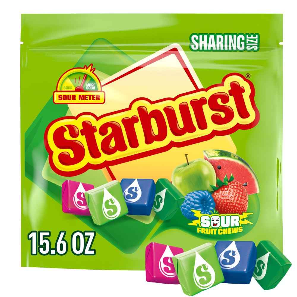 STARBURST Sour Chewy Candy Individually Wrapped Fruit Chew, Sharing Size, 15.6 Oz Resealable Bag, Easter Basket Stuffers