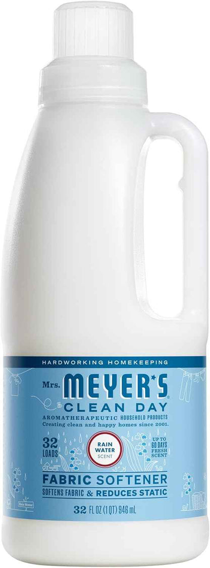 MRS. MEYER'S CLEAN DAY Liquid Fabric Softener, Infused with Essential Oils, Paraben Free, Rain Water Scent