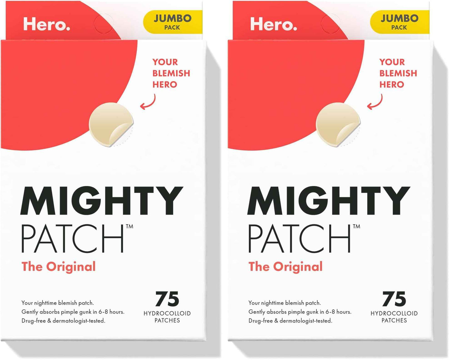 Mighty Patch Original patch from Hero Cosmetics – The #1 Hydrocolloid Acne Pimple Patch for Shrinking Zits and Whiteheads in 1 use; Nighttime Spot Stickers for Face and Skin