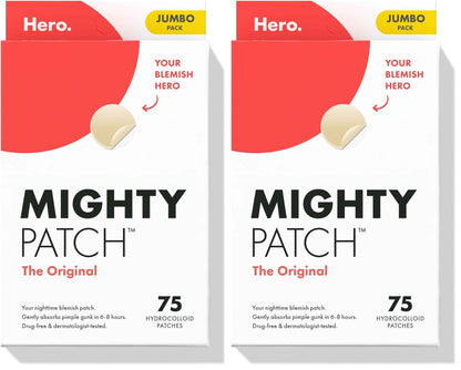 Mighty Patch Original patch from Hero Cosmetics – The #1 Hydrocolloid Acne Pimple Patch for Shrinking Zits and Whiteheads in 1 use; Nighttime Spot Stickers for Face and Skin