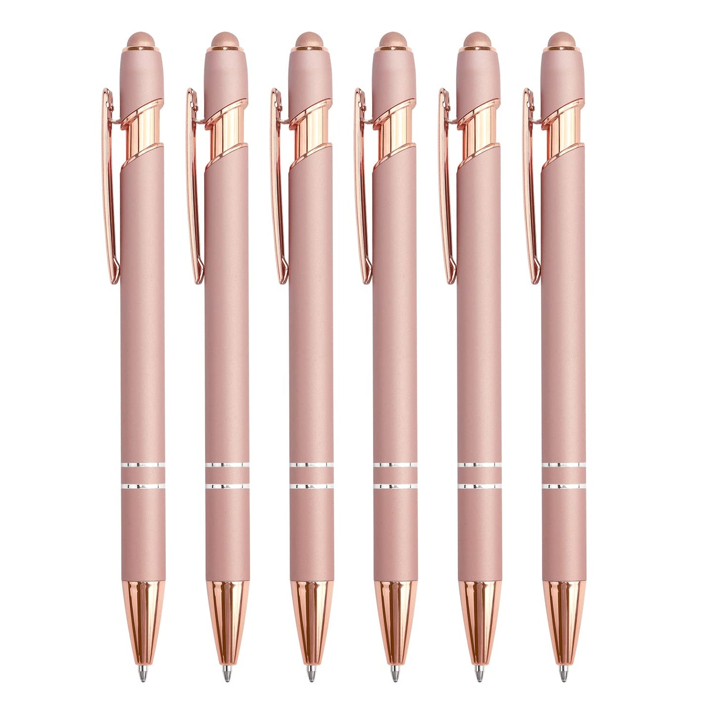 Bribobo 6 Pack Ballpoint Pen 2-in-1 Stylus Retractable Ballpoint Pen with Stylus tip, Metal Stylus Pen for Touch Screens, 1.0 mm Black Ink