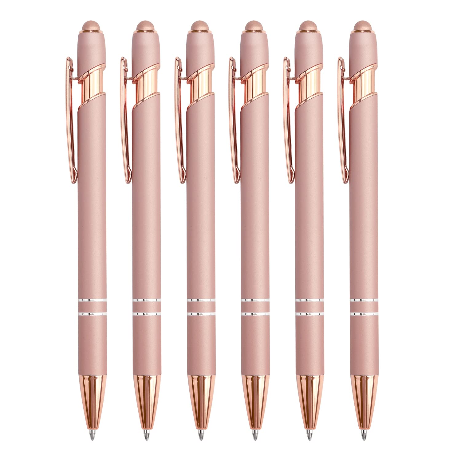 Bribobo 6 Pack Ballpoint Pen 2-in-1 Stylus Retractable Ballpoint Pen with Stylus tip, Metal Stylus Pen for Touch Screens, 1.0 mm Black Ink