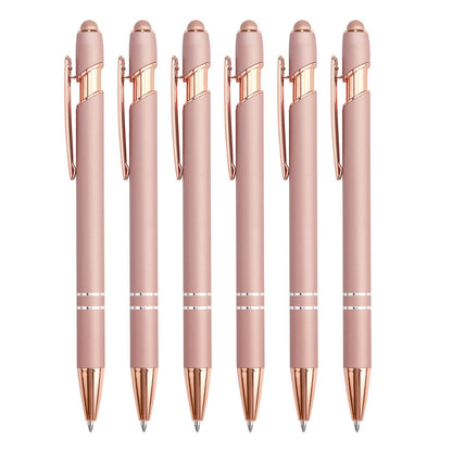 Bribobo 6 Pack Ballpoint Pen 2-in-1 Stylus Retractable Ballpoint Pen with Stylus tip, Metal Stylus Pen for Touch Screens, 1.0 mm Black Ink