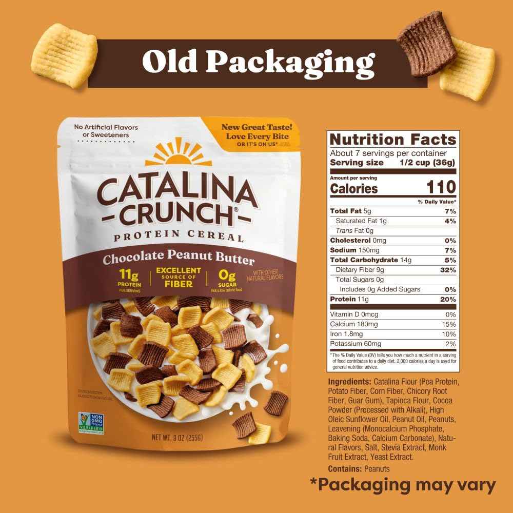 Catalina Crunch Protein Cereal - Sugar Free Breakfast Cereal with 11g of Protein - Gluten Free - Chocolate Peanut Butter - 9 oz. Bag