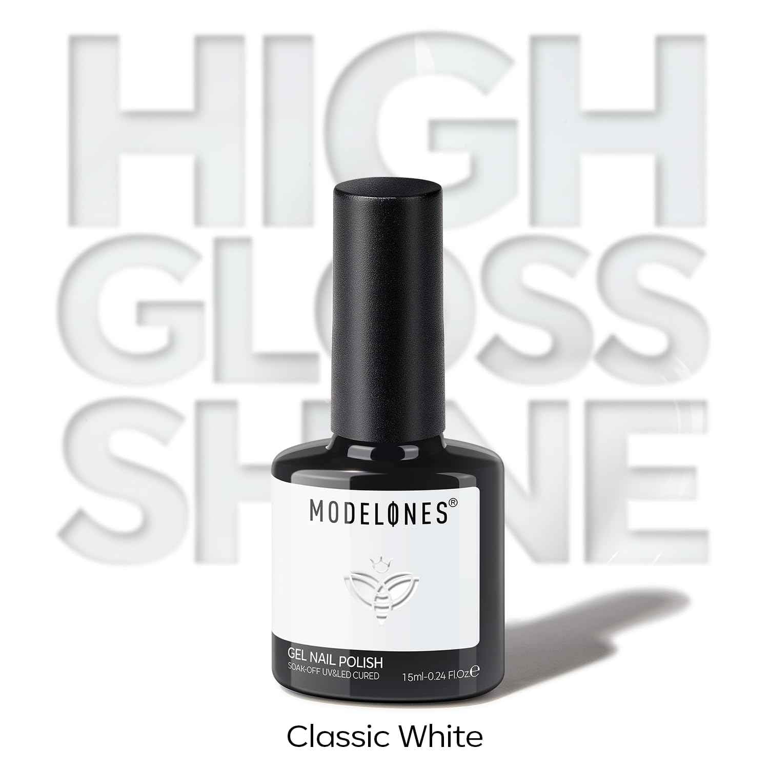 modelones White Gel Nail Polish Gel Polish Solid White Nail Poish Soak Off Pastel U V Nail Design Salon DIY Manicure 15 ML
