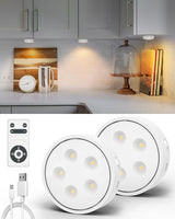 Puck Lights with Remote, 13 RGB Colors LED Under Cabinet Lights, Rechargeable Baterry Operated Under Cabinet Lighting Tap Lights, Stick on Lights with Dimmer and Timer