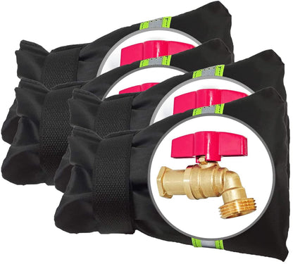 POROLIR Outdoor Faucet Covers for Winter Freeze Protection, Upgraded Thicken 8.5&amp;#34; H x 6.1&amp;#34; W Outside Faucet Socks for Winter Waterproof Hose Bibs Insulated Spigot Cover, 4 Pack Reflective Black