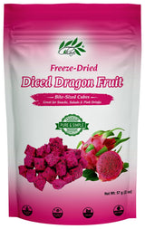 CHAVI Freeze-Dried Diced Dragon Fruit Snack - 2 Oz - Healthy 1 Ingredient Superfood - No Added Sugars or Preservatives - Non-GMO, Vegan, Gluten-Free… Natural Dry