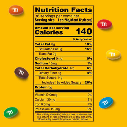 M&M'S Peanut Milk Chocolate Candy Bulk Pack, Party Size, 38 oz Bag, Easter Basket Stuffers