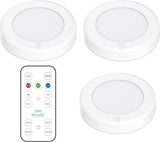 Brilliant Evolution Wireless LED Puck Light 3 Pack | Works with Remote Control | Under Cabinet, Closet Light | Battery Powered | Under Counter Lighting | Stick On Lights