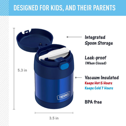 THERMOS_FUNTAINER_10_Ounce_Stainless_Steel_Vacuum_Insulated_Kids_Food_Jar_with_Folding_Spoon,_Navy