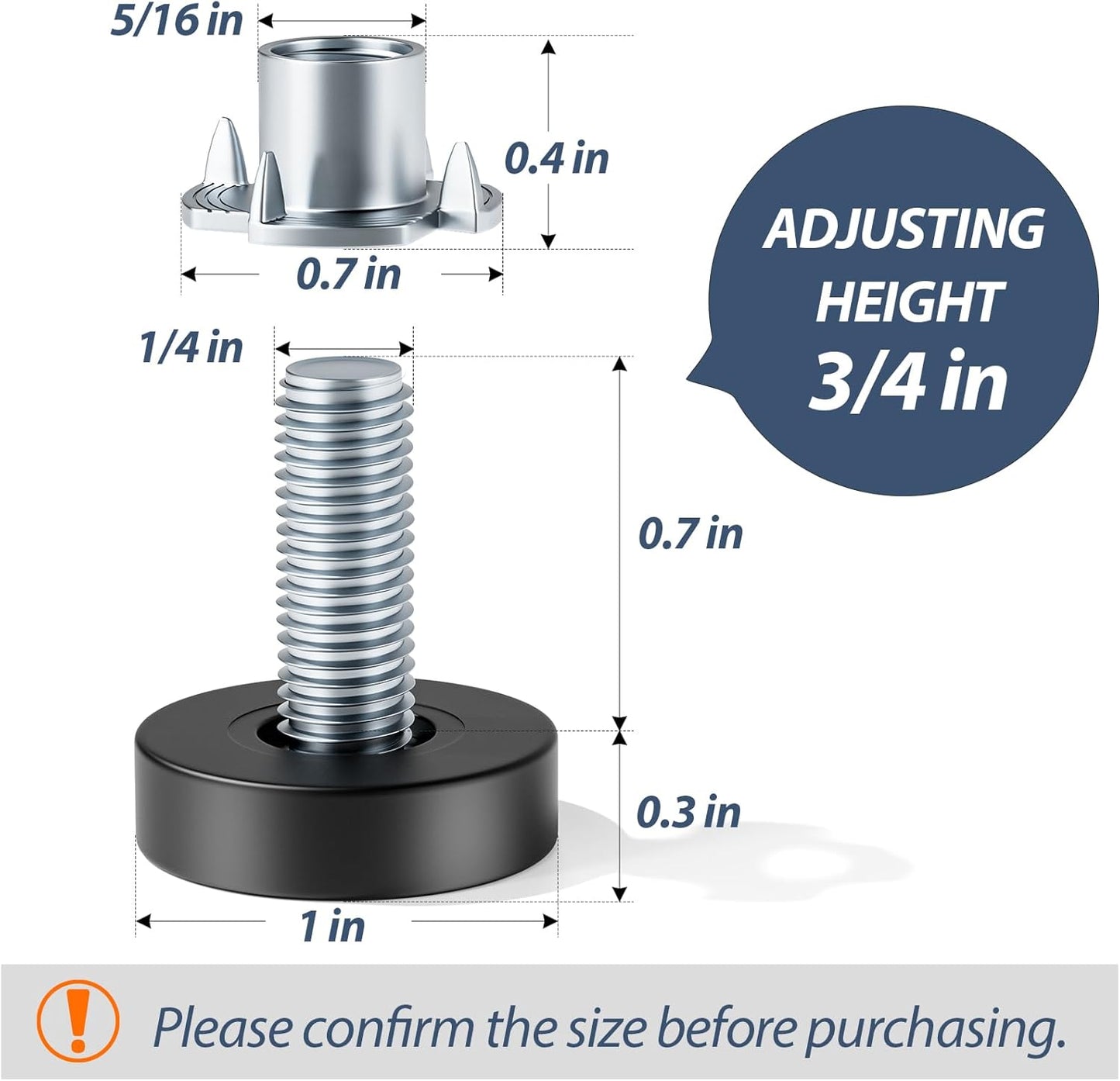 MROCO_Furniture_Leveling_Feet_with_T-Nuts,_12_PCS_1/4"-20_UNC_Thread_Adjustable_Levelers,_Leg_Levelers_Table_Feet_Screw_on_for_Deak,_Chairs,_Stool_Legs,_Cabinet