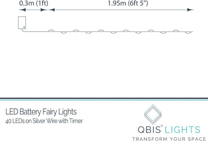 QBIS_Warm_White_Fairy_Lights_Battery_Operated_With_Timer_Mode,_40_Micro_LED_for_Mason_Jars,_6.5ft_Silver_Wire_Indoor_Use