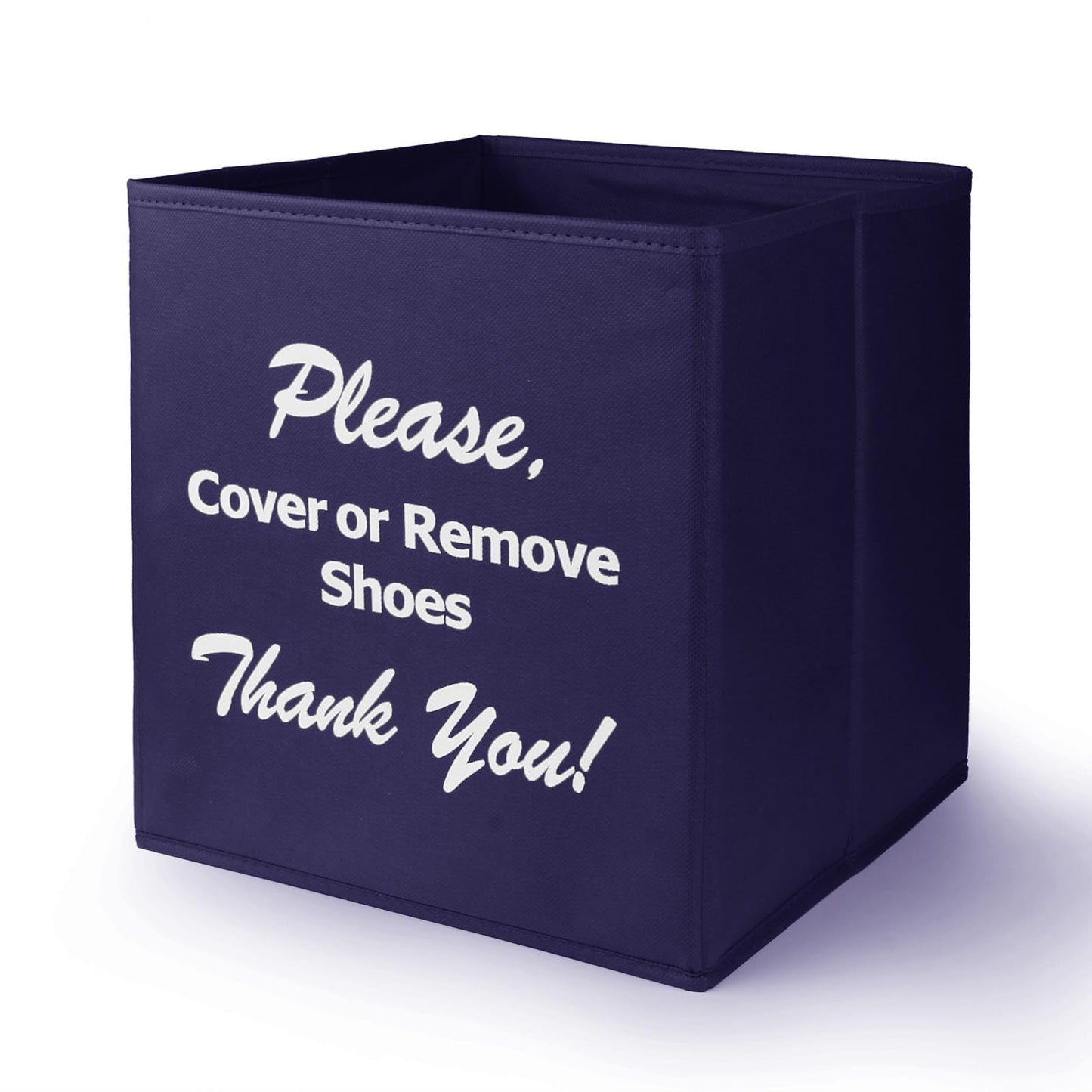 Opret Large Shoe Cover Box Blue, Real Estate Agent Supplies, Disposable Shoe Cover Dispenser Box for Open House, Please Cover or Remove Shoes, Foldable Storage Bin for Bootie