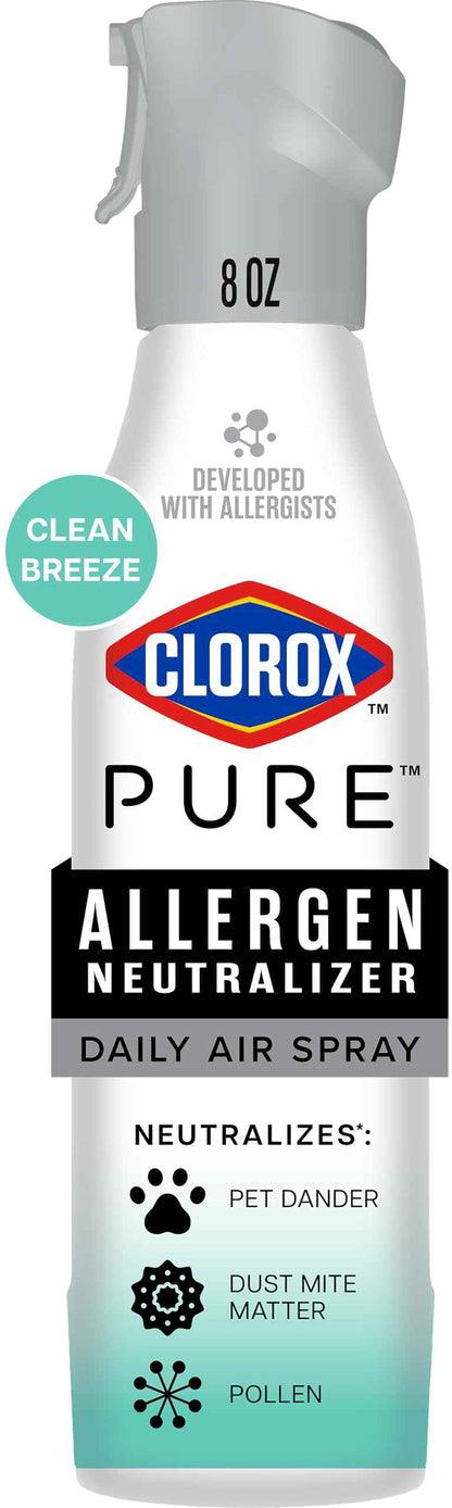 Clorox PURE Allergen Neutralizer Daily Air Spray, Clean Breeze, 8 Ounces