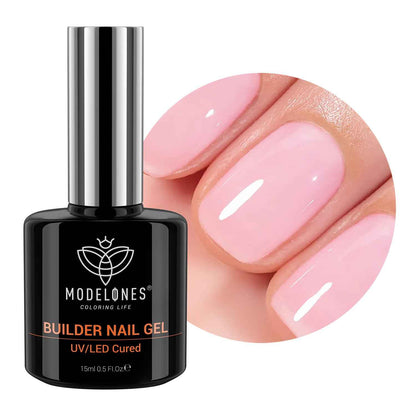 modelones Builder Nail Gel, 7-in-One Clear Builder for Nails, LED Lamp Cured Color Rubber Base Gel Polish Coat Strengthener Thickening Extension Rhinestone Glue in a Bottle for DIY Home Salon Gifts