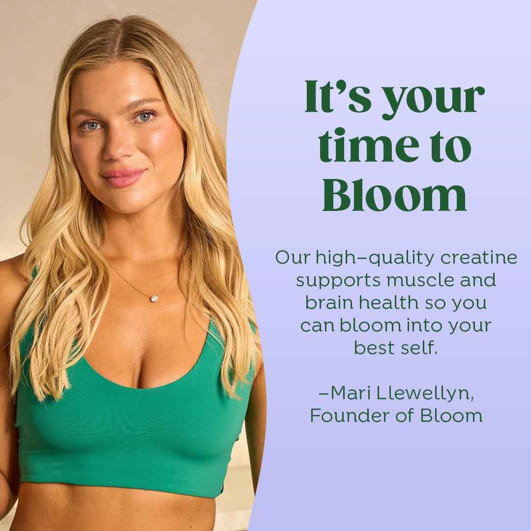 Bloom Nutrition Creatine Monohydrate Powder, 5g Micronized Creatine per Serving, Supports Muscle Recovery, Strength, Endurance, Pre or Post Workout, Gluten Free, Non GMO