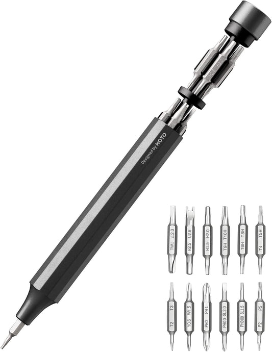 HOTO_24_in_1_Multi_Bit_Mini_Screwdriver_Set_Magnetic,_Manual_Precision_Screwdriver_Set,_EDC_Pen_Screwdriver_for_Eyeglasses,_Electronics,_Watches,_Phones,_Laptops,_Cameras,_Slate_Grey
