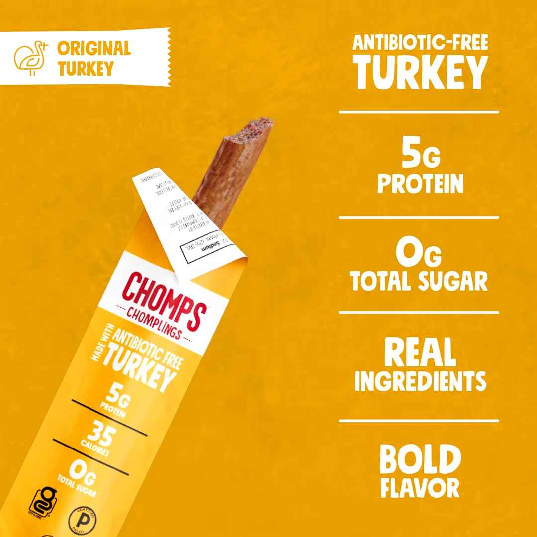CHOMPS MINI Free Range Jerky Meat Snack Sticks, 0.5 Ounce (Pack of 6)