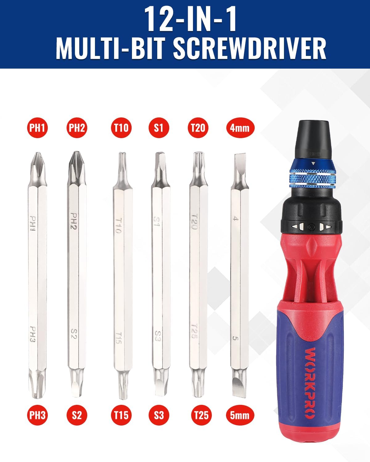 WORKPRO_12-in-1_Ratcheting_Multi-Bit_Screwdriver_Set,_Quick-load_Mechanism_Screwdriver_with_Double_End_Bits_in_Handle
