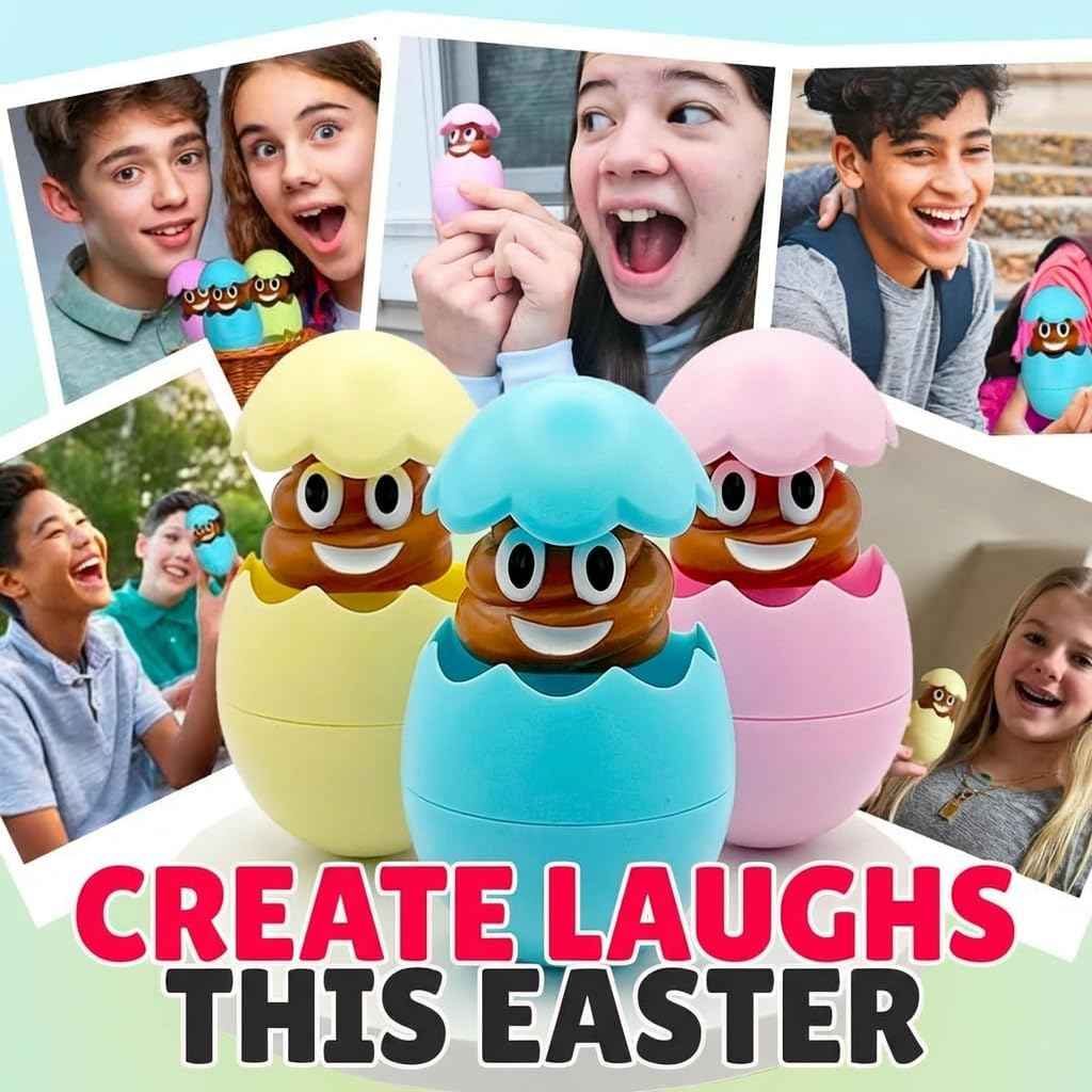 Egg Pops Farting Toy – Pops Up & Farts, Easter Basket Stuffers for Teens & Kids, Interactive Poop Character in Egg Shell, Silly Novelty Gag Gift for Boys & Girls, Easter Toys Essentials
