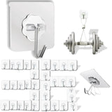 Adhesive Wall Hooks for Hanging Heavy Duty 50 lbs Large Hooks for Walls No Damage, Towel Sticky Clear Hook, Waterproof, Home, Bathroom, Kitchen, Office, and Outdoor