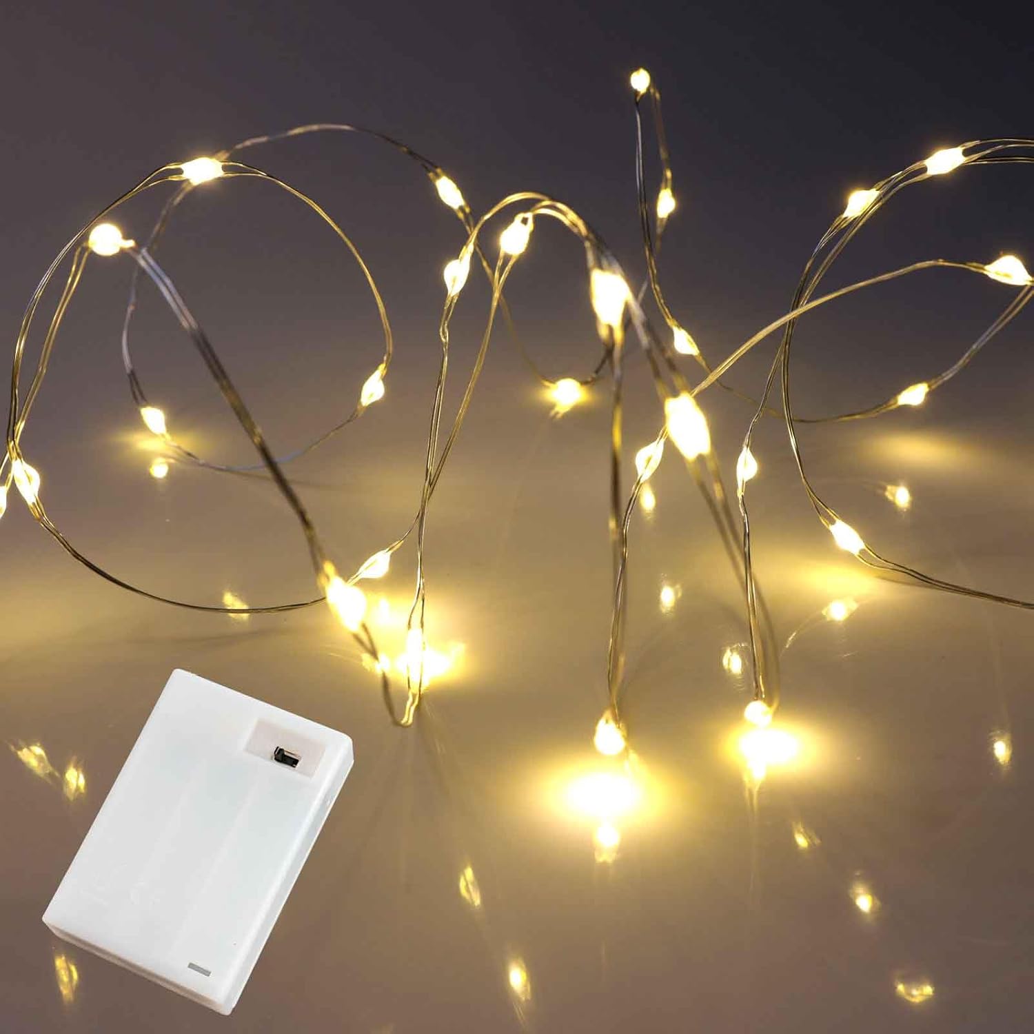 QBIS_Warm_White_Fairy_Lights_Battery_Operated_With_Timer_Mode,_40_Micro_LED_for_Mason_Jars,_6.5ft_Silver_Wire_Indoor_Use