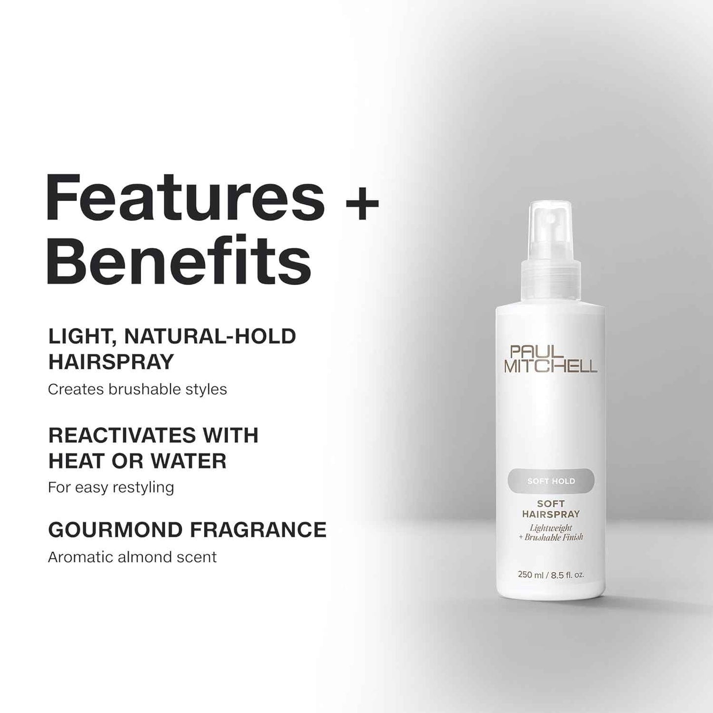 Paul Mitchell Soft Hairspray, Lightweight, Soft Hold + Brushable Finish, For All Hair Types