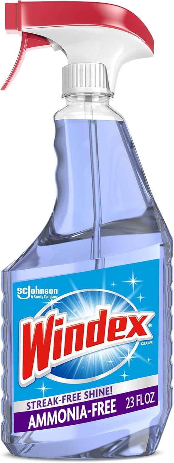 Windex Glass and Window Cleaner Spray Bottle, Ammonia Free, Packaging Designed to Prevent Leakage and Breaking, Surface Cleaning Spray, Crystal Rain Scent