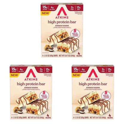 Atkins High Protein Bars, 15g of Protein, 4g Net Carbs, Keto Protein Bars, Low Sugar
