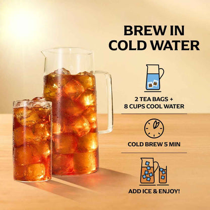 Lipton Cold Brew Black Tea Bags Family Size 6-Pack 132 Total Bags Rainforest Alliance Certified Iced Tea Bags for Smooth Crisp Refreshing Cold Brewing Experience