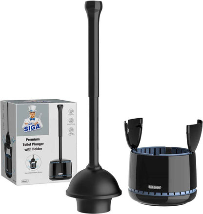 MR.SIGA Toilet Plunger with Holder, Heavy Duty Toilet Plunger and Holder Combo for Bathroom Cleaning