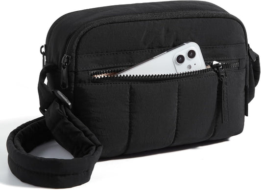 BAGSMART_Cross_Body_Purse,_Mini_Crossbody_Bags_for_Women_Travel_Purse,_Puffy_Shoulder_Handbag_Wallet_with_RFID_Blocking_Slots,_Black-small